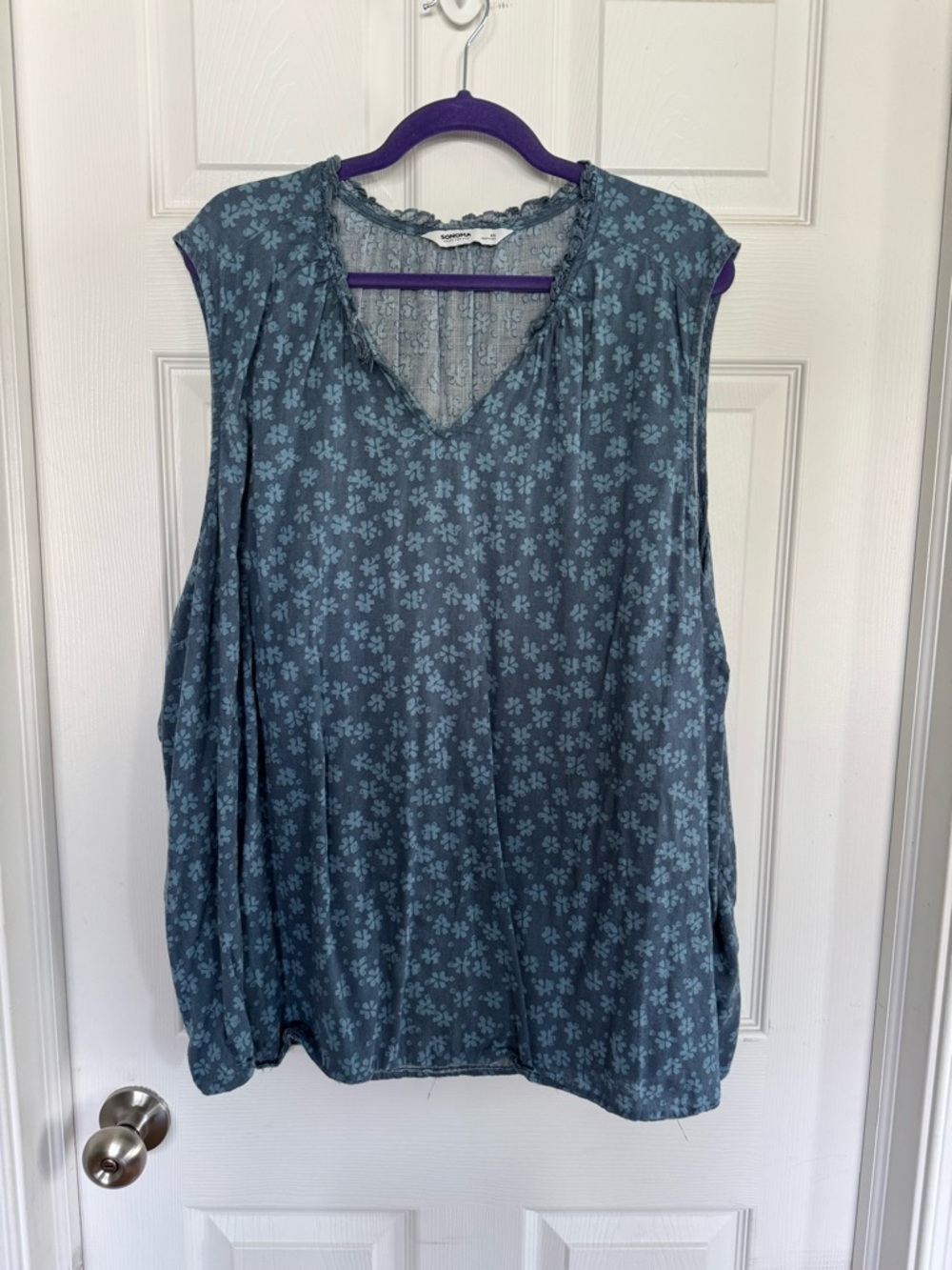 Sonoma Blue Floral V-Neck Tank Top